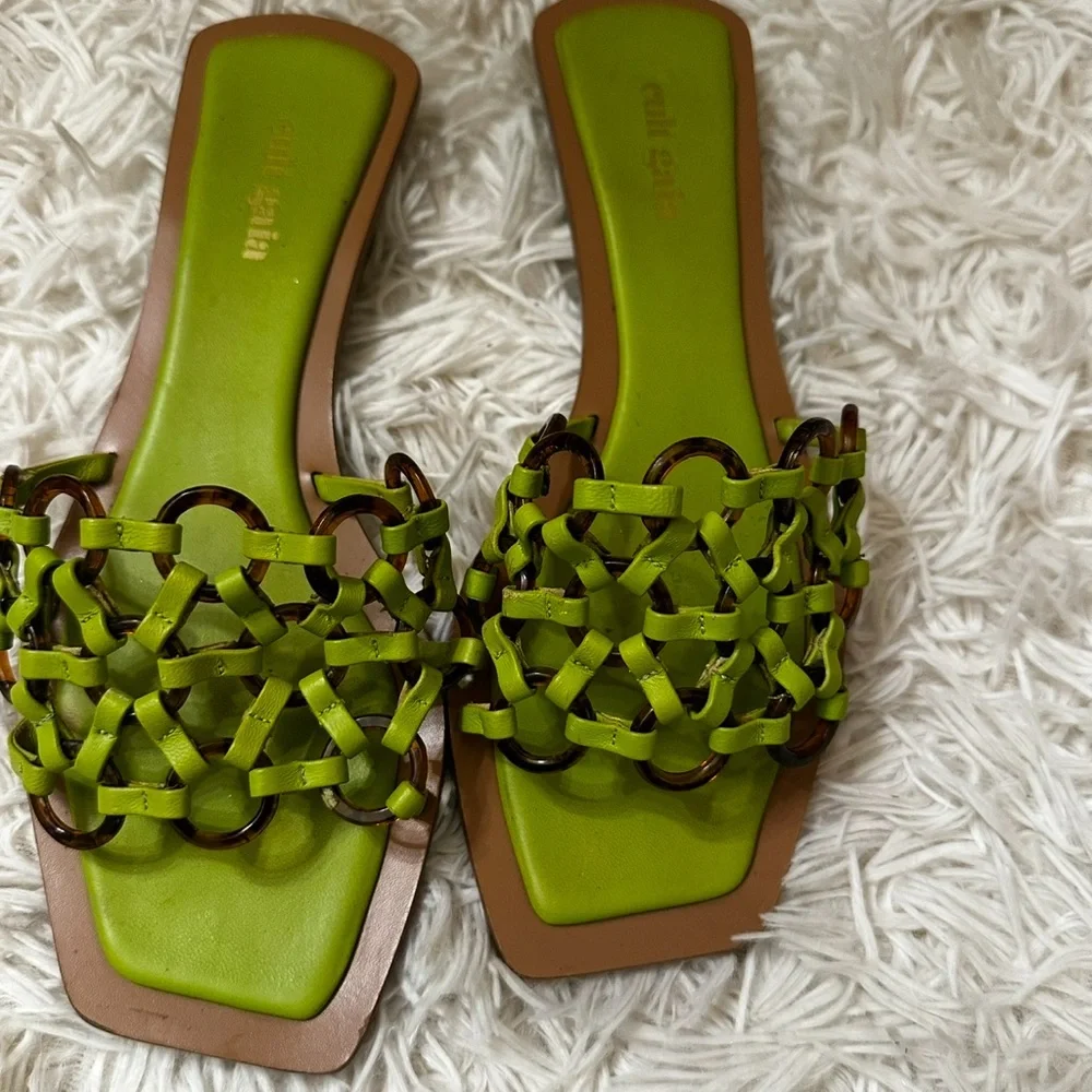 Cult Gaia Bea Sandals in Zest Neon Green size 7.5 - Picture 3 of 6